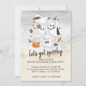 Niedliches Kostüm Spooky Ghost Pumpkin Halloween Einladung (Vorderseite)