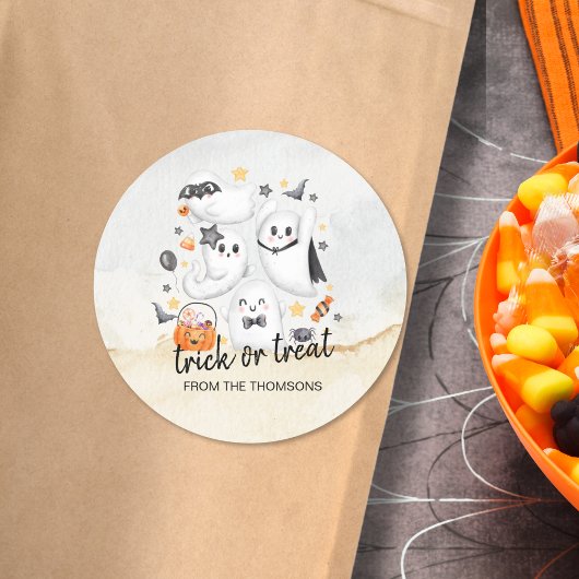 Niedliches Kostüm Spooky Ghost Pumpkin Halloween Runder Aufkleber