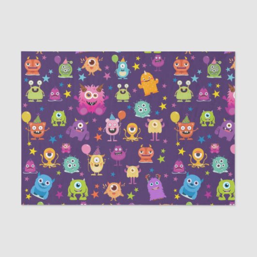 Niedliches Kostümmonster-Halloween-Party für Kinde Seidenpapier (Vorderseite)