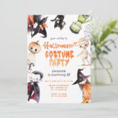 Niedliches KostümParty Halloween Kindergeburtstag Einladung (Stehend Vorderseite)