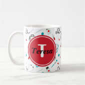 Niedliches Krankenschwester-Monogramm addieren Kaffeetasse (Links)