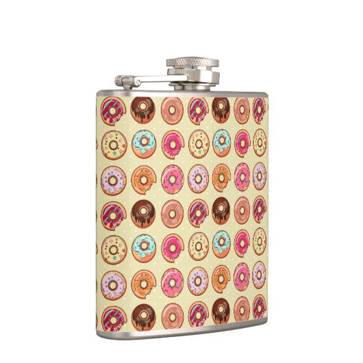 Niedliches Krapfen-Muster Flachmann (Rechts)