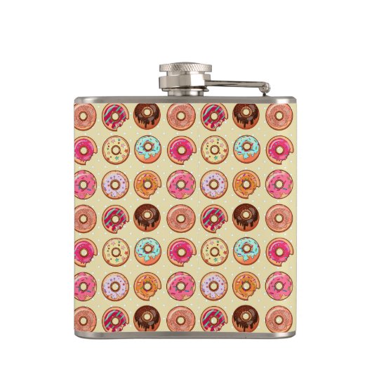 Niedliches Krapfen-Muster Flachmann (Rückseite)