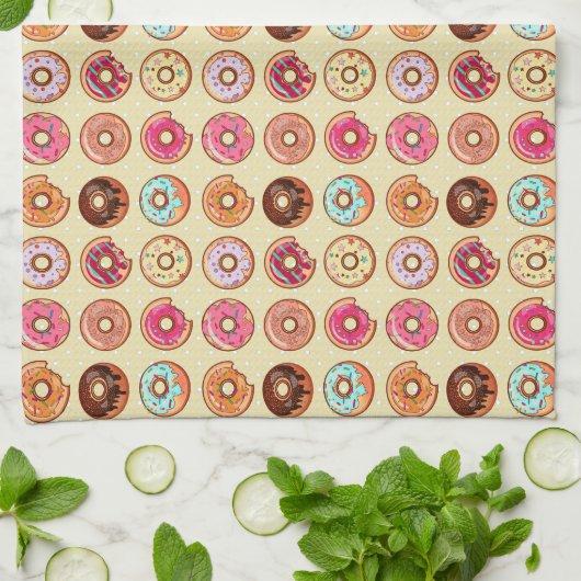 Niedliches Krapfen-Muster Geschirrtuch (Gefaltet)