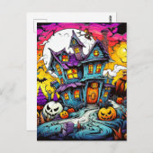 Niedliches kreatives Halloween-Spuk Haus Postkarte (Vorne/Hinten)