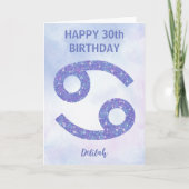 Niedliches Krebszeichen Lila Glück Geburtstag Karte (Vorderseite)