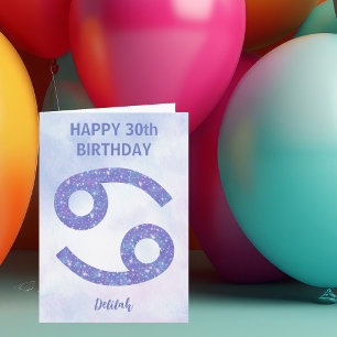 Niedliches Krebszeichen Lila Glück Geburtstag Karte