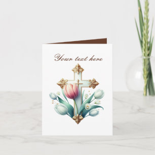 Niedliches Kreuz mit Rose, anpassbar Karte