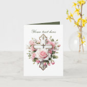 Niedliches Kreuz mit Rose, anpassbar Karte (Gelbe Blume)