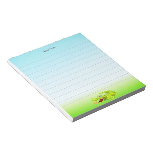 Niedliches Krokodil auf hellblauer Linse Notizblock (angewinkelt)