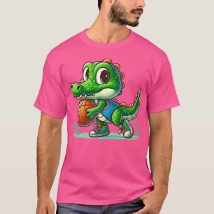 Niedliches Krokodil mit Basketball T-Shirt