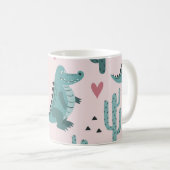 Niedliches Krokodil, Vintages Alligatormuster. Kaffeetasse (VorderseiteRechts)