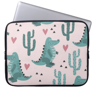 Niedliches Krokodil, Vintages Alligatormuster. Laptopschutzhülle