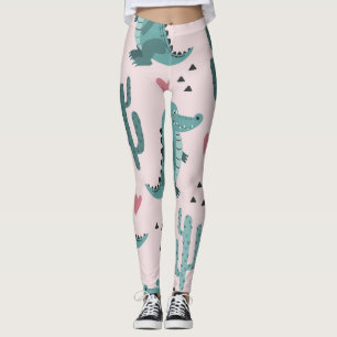 Niedliches Krokodil, Vintages Alligatormuster. Leggings