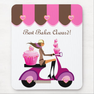 Niedliches Kuchen-Roller-Mädchen Mousepad Rosa