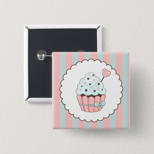 Niedliches Kuchen-Rosa u. tadelloser blauer Button (Vorne & Hinten)