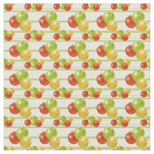 Niedliches Küchenapfelmuster Fruchtdekor Stoff (Nahaufnahme)
