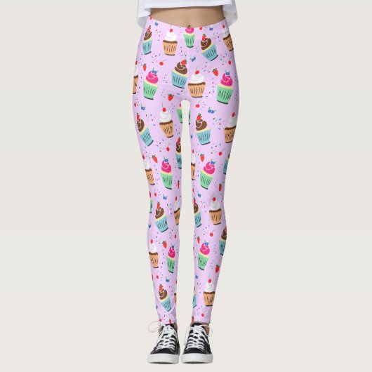 Niedliches Kuchenmuster Süßspeise Leggings (Vorderseite)