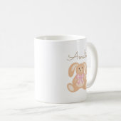Niedliches, kuddelrosa Ribbon Bunny Rabbit Fügen S Kaffeetasse (VorderseiteRechts)