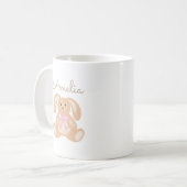 Niedliches, kuddelrosa Ribbon Bunny Rabbit Fügen S Kaffeetasse (Vorderseite Links)