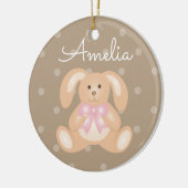 Niedliches, kuddelrosa Ribbon Bunny Rabbit Fügen S Keramikornament (Links)