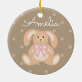 Niedliches, kuddelrosa Ribbon Bunny Rabbit Fügen S Keramikornament (Hinten)
