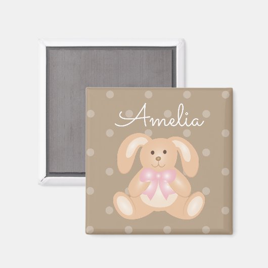 Niedliches, kuddelrosa Ribbon Bunny Rabbit Fügen S Magnet (Vorderseite/Rückseite)