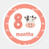 Niedliches Kuh Baby Monatlicher Meilenstein Runder Aufkleber (Vorderseite)