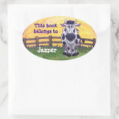 Niedliches Kuh-Buchzeichen Ovaler Aufkleber (Tasche)