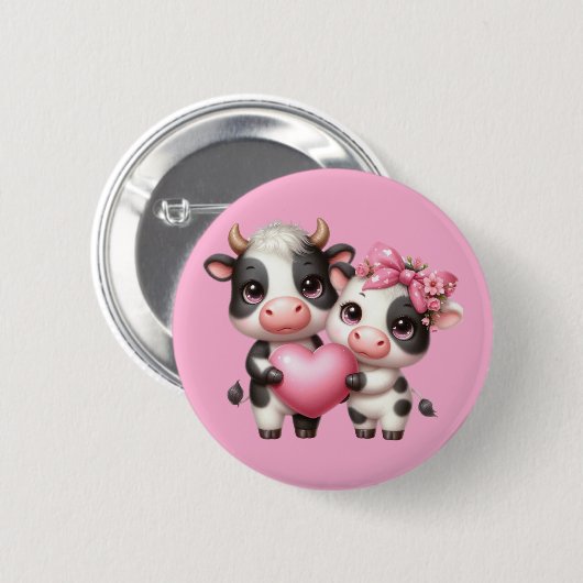 Niedliches Kuhherz Button (Vorne & Hinten)
