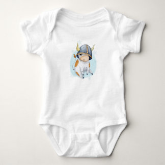 Niedliches Kuhkalb in Viking Helmet Baby Strampler