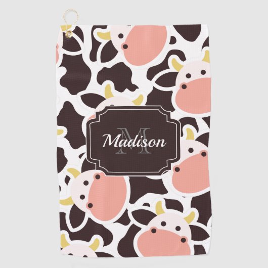 Niedliches Kuhmuster Golfhandtuch (Vorderseite)