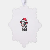 Niedliches Kuhweihweihnachtsfest X-Mas Ornament Karte (Linke Ecke)