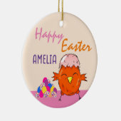 Niedliches Küken mit Ostereiern Frohe Ostern Keramik Ornament (Rechts)