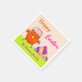 Niedliches Küken mit Ostereiern Frohe Ostern Serviette (Ecke)