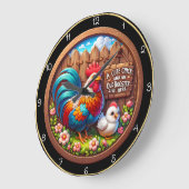 Niedliches Küken und Altes Stadion. Große Wanduhr (Winkel)