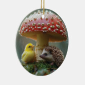Niedliches Küken und Igel, das sich unter einem Pi Keramik Ornament (Rechts)