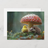 Niedliches Küken und Igel, das sich unter einem Pi Postkarte (Vorne/Hinten)