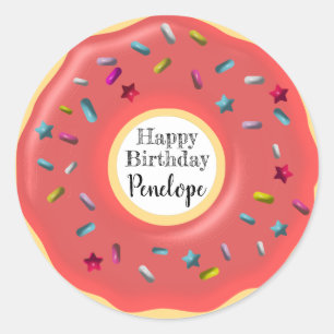 Niedliches kundenspezifisches rosa alles Gute zum Runder Aufkleber