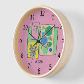 Niedliches Kunstdoodle von drei Pflanze, Ihr Name, Uhr (Winkel)