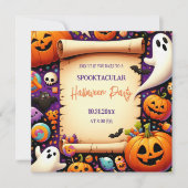Niedliches Kürbis Halloween-Party Orange Lila Einladung (Vorderseite)