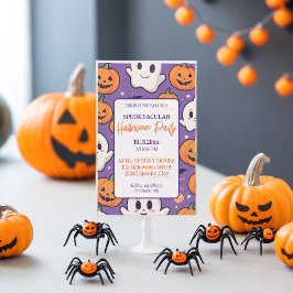 Niedliches Kürbis Halloween-Party Orange Lila Einladung