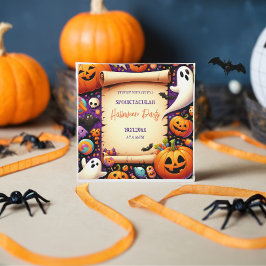 Niedliches Kürbis Halloween-Party Orange Lila Einladung