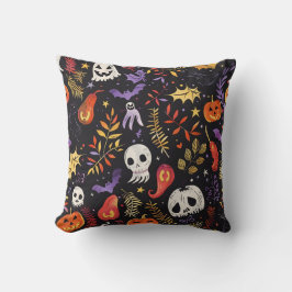 Niedliches Kürbis- und Schädelmuster Kissen