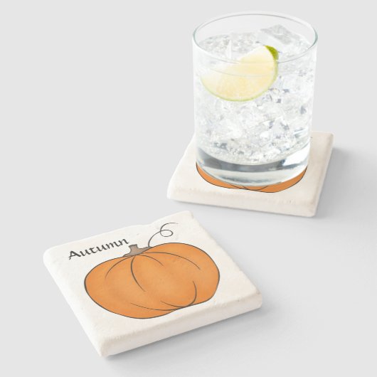 Niedliches Kürbisdesign Steinuntersetzer (Seitenansicht)