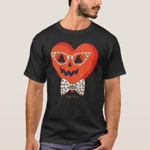 Niedliches Kürbisgefecht mit Leopard Druckbrillen T-Shirt