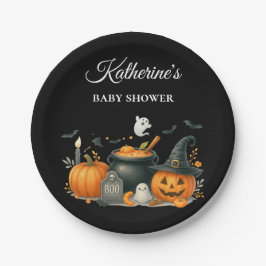 Niedliches Kürbisgeschlecht, neutrale Halloween-Ki Pappteller