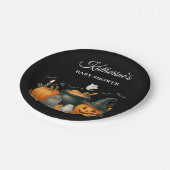 Niedliches Kürbisgeschlecht, neutrale Halloween-Ki Pappteller (Schrägansicht)