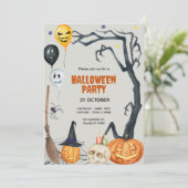 Niedliches KürbisHalloween-Party mit eigener Marke Einladung (Stehend Vorderseite)