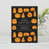 Niedliches Kürbiskartenträger Halloween Einladung (Stehend Vorderseite)